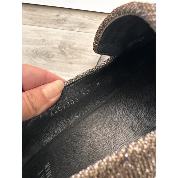 Stuart Weitzman Guything Pyrite Wingtip Tassels Nocturn Metallic Loafers Size 10 - Picture 11 of 12